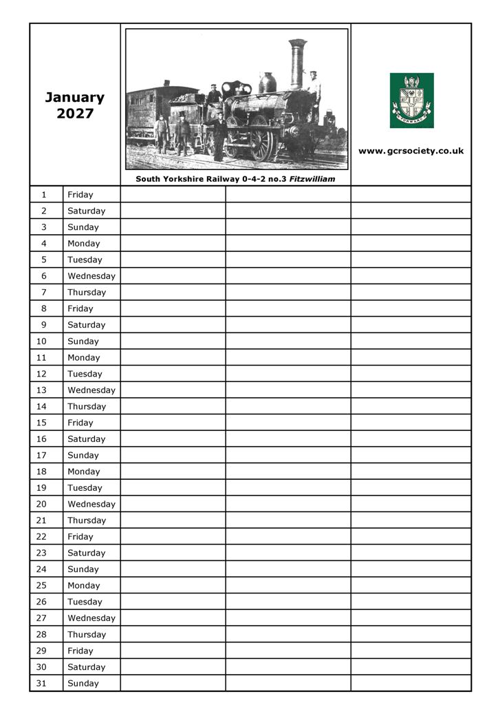 GCRS 2027 wall calendar